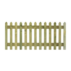 3FT Point Top Picket Fence Panel Pressure Treated Green